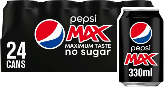Pepsi Max No Sugar Cola Can 330ml - Pack of 24